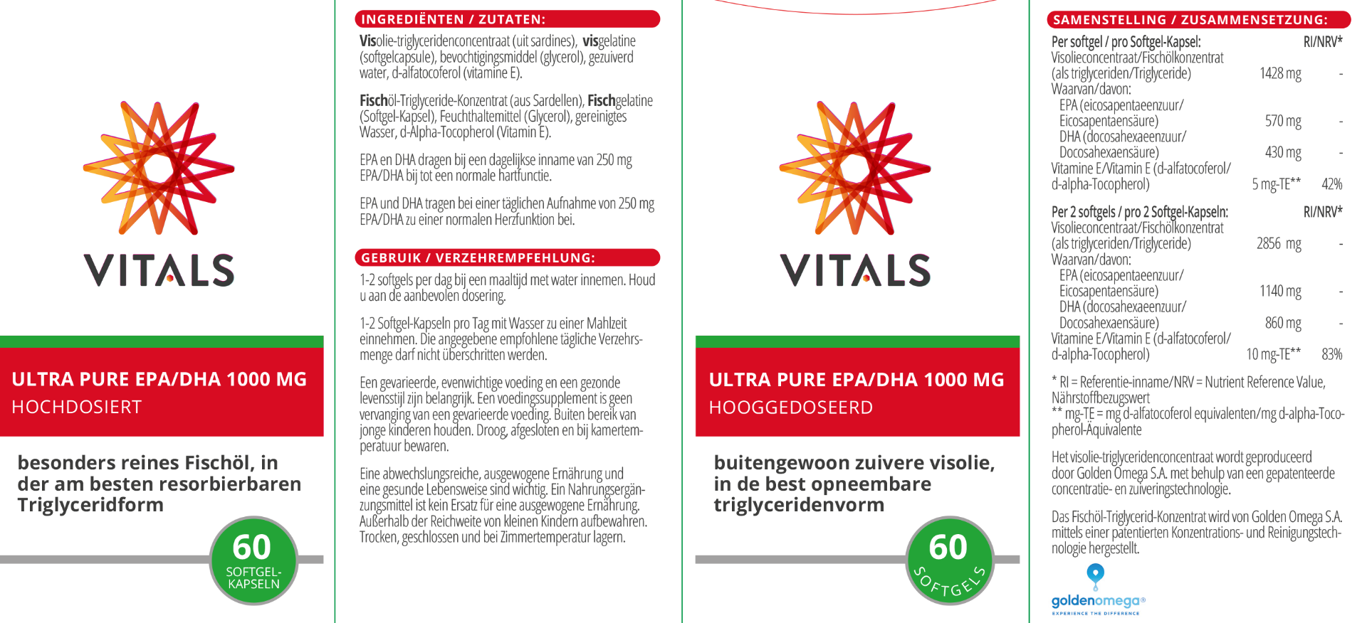 Vitals Ultra Pure EPA/DHA 1000 mg 60 softgels