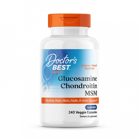 0753950000810 Doctor's Best Glucosamine Chondroitin MSM with OptiMSM, 240 Veggie Caps