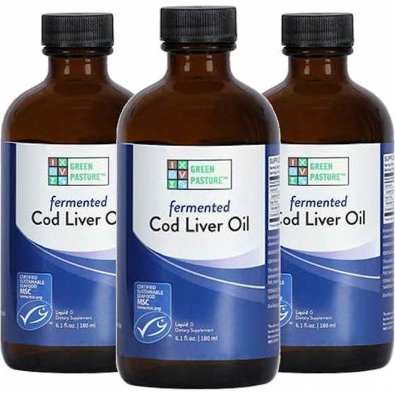 Green Pasture - Gefermenteerde Levertraan Naturel - 3 x 176 ml Voordeelpakket