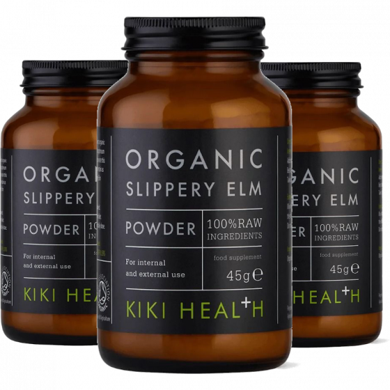 Kiki Health - Slippery Elm Poeder Biologisch - 3 x 45 gram - Voordeelpakket Aanbieding