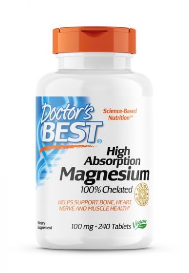 Doctor's Best - High Absorption Magnesium 100% Chelated with Albion Minerals - 240 Tabletten (100 mg)