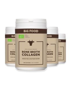 Bone Broth Collagen Biologisch – 4x300g - Big Food - 3+1 Gratis – Voordeelpakket Aanbieding