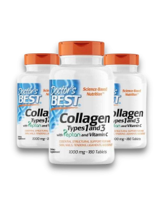 Doctor's Best - Collagen Types 1 & 3 + vit C - 1000Mg - 3x180 Capsules 