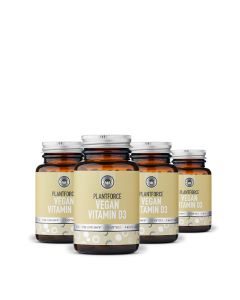 Plantforce - Vegan Vitamine D3 - 4 x 120 softgels - 3+1 GRATIS - Voordeelpakket Aanbieding