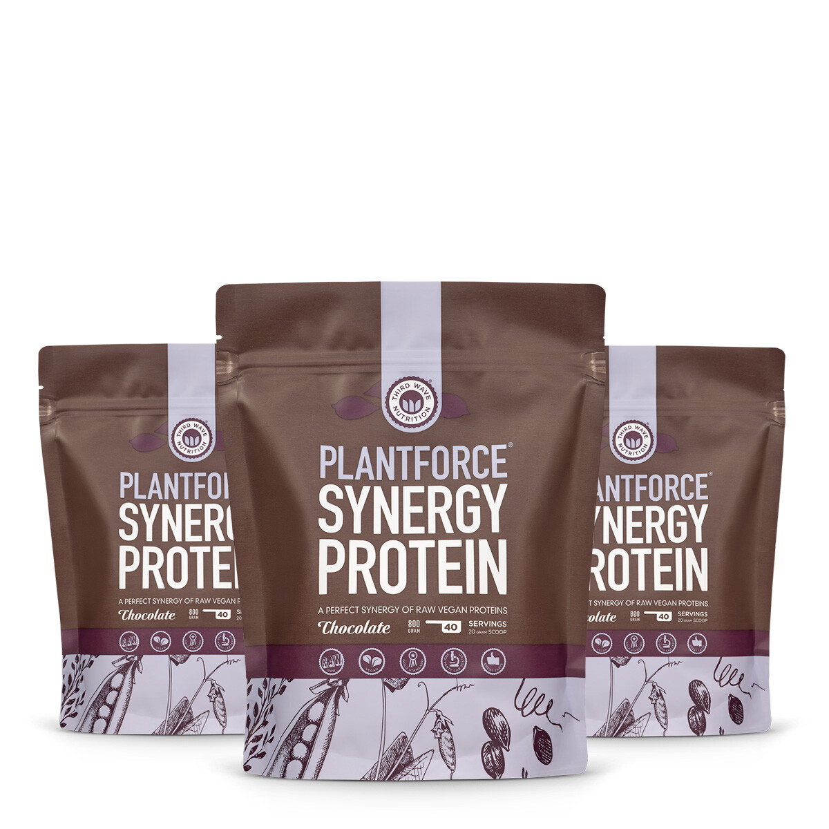 Plantforce Synergy Protein Chocolate 3x40 Porties Voordeelpakket