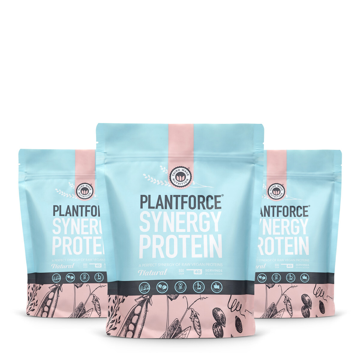 Plantforce Synergy Protein Natural 3x40 Porties Voordeelpakket