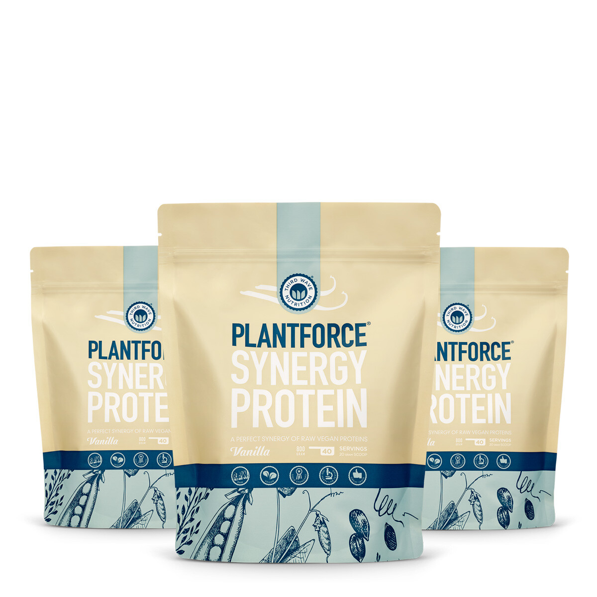 Plantforce Synergy Protein Vanilla 3x40 Porties Voordeelpakket