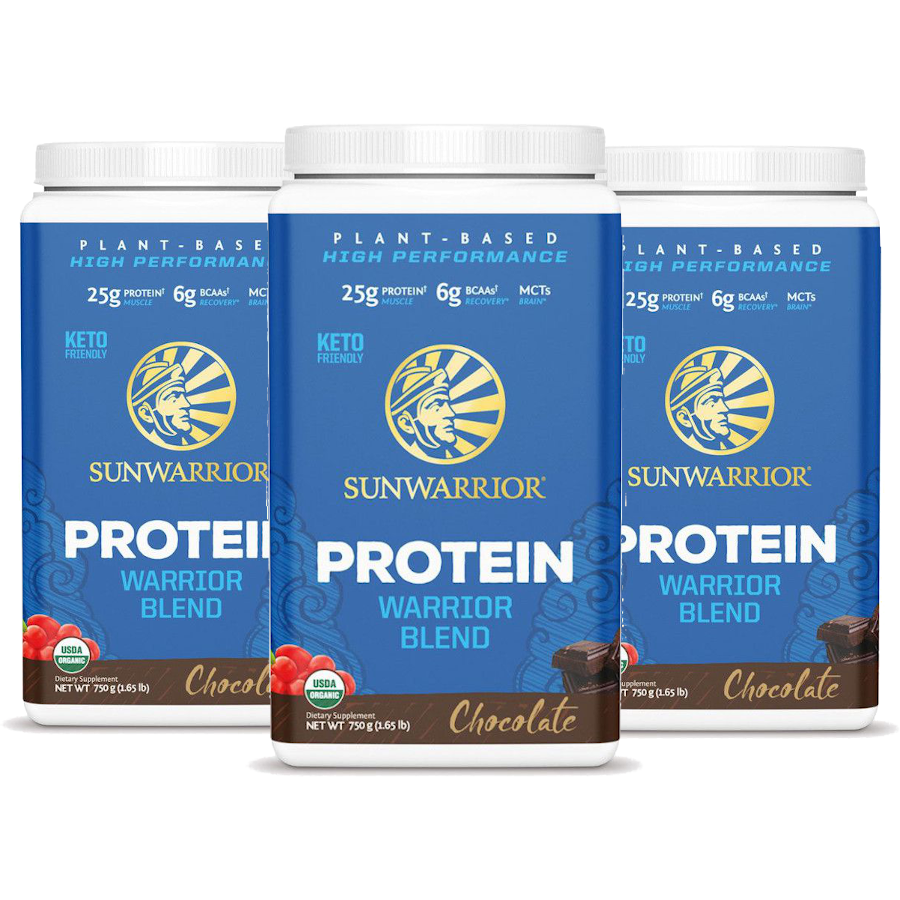SunWarrior Warrior Blend Protein Chocolate Bio 3 X 750 G Voordeelpakket